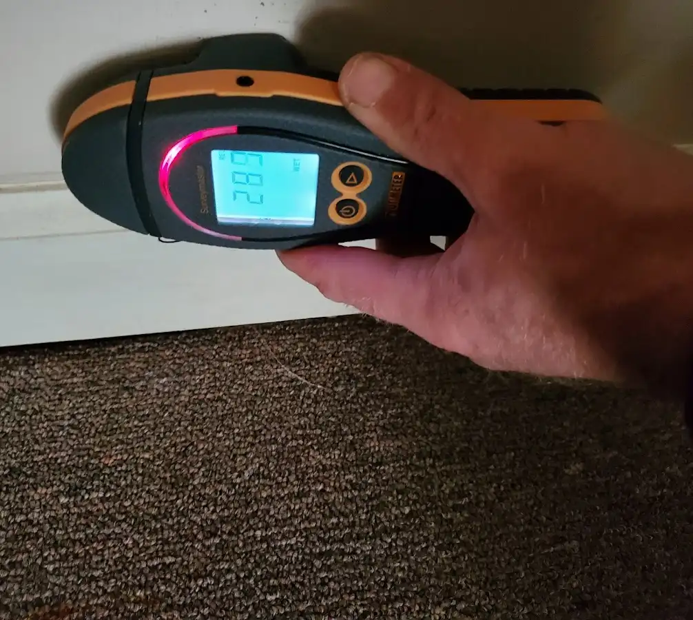 Moisture detection at baseboard during Burst Pipe Cleanup in Pass Christian